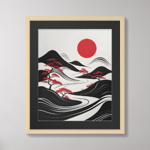 Serene Zen: Minimalist Japanese Landscape Framed Art