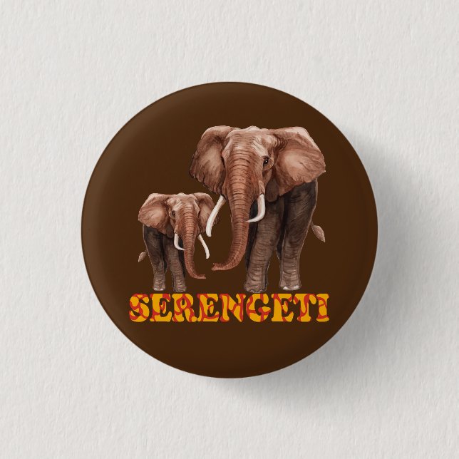 Serengeti Elephant Button (Front)