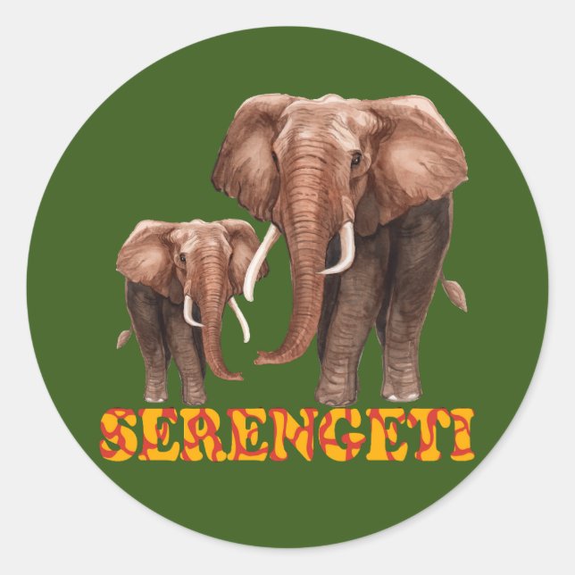 Serengeti Elephant Classic Round Sticker (Front)