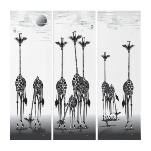 Serengeti Giraffe  Triptych