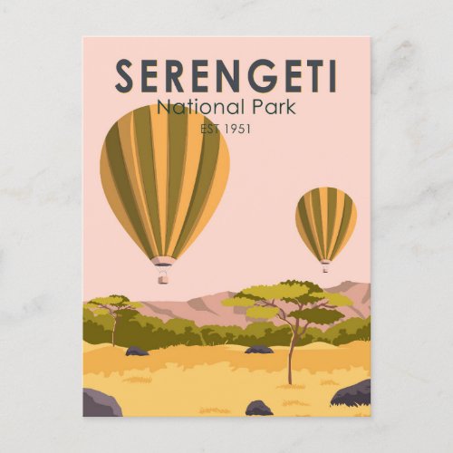 Serengeti National Park Tanzania Hot Air Balloon Postcard