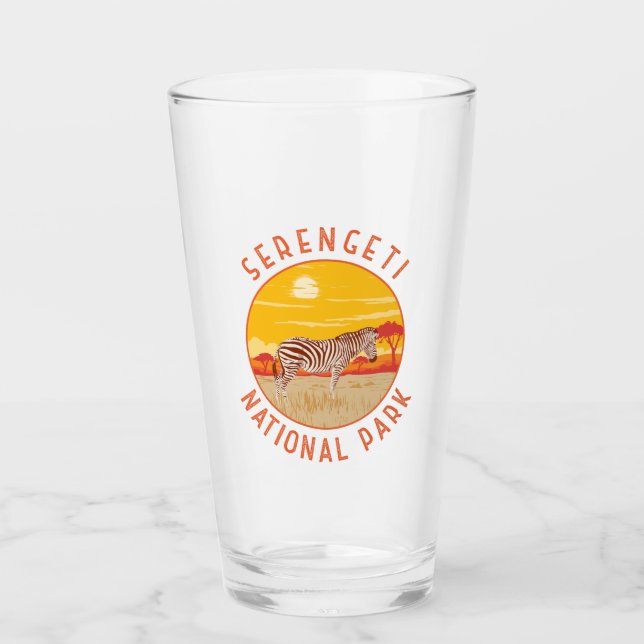 Serengeti National Park Zebra Travel Art Vintage Glass (Front)