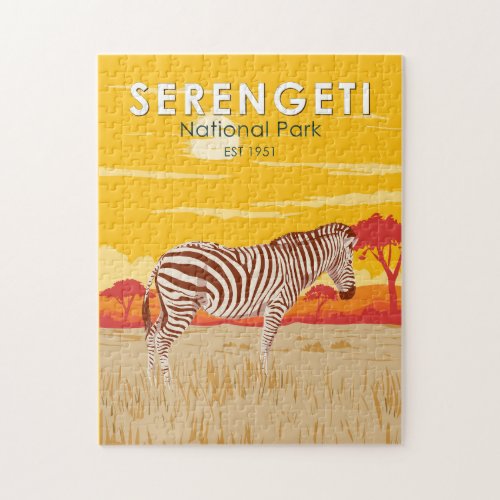 Serengeti National Park Zebra Travel Art Vintage Jigsaw Puzzle