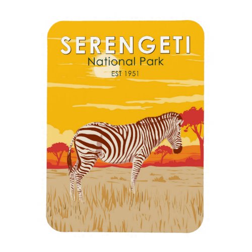Serengeti National Park Zebra Travel Art Vintage Magnet