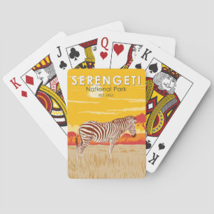 Serengeti National Park Zebra Travel Art Vintage Poker Cards