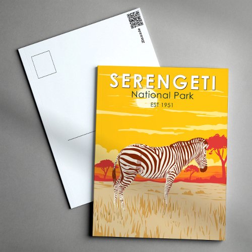 Serengeti National Park Zebra Travel Art Vintage Postcard