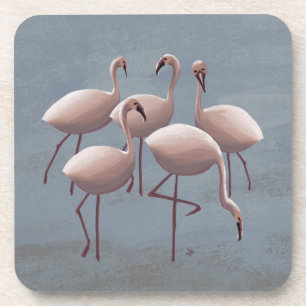 Serengeti Pink Flamingos   African Safari Wildlife Beverage Coaster