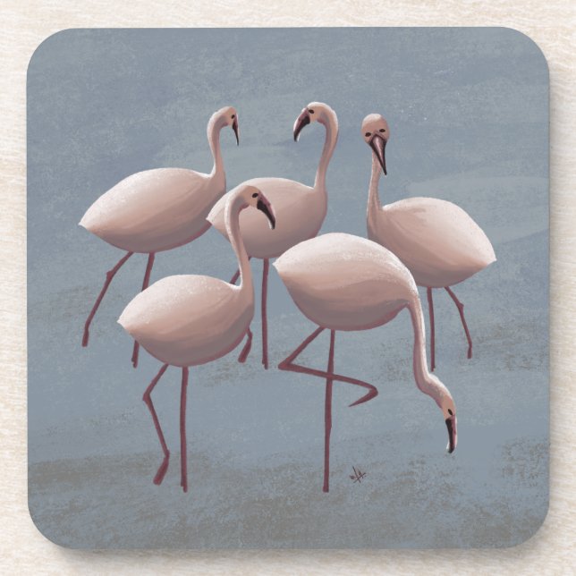 Serengeti Pink Flamingos | African Safari Wildlife Beverage Coaster (Front)