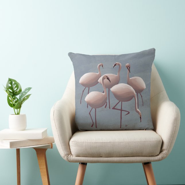 Serengeti Pink Flamingos | Safari Wildlife Decor Throw Pillow (Chair)