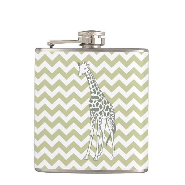 Serengeti Safari Chevron w/ Pop Art Giraffe Flask (Front)