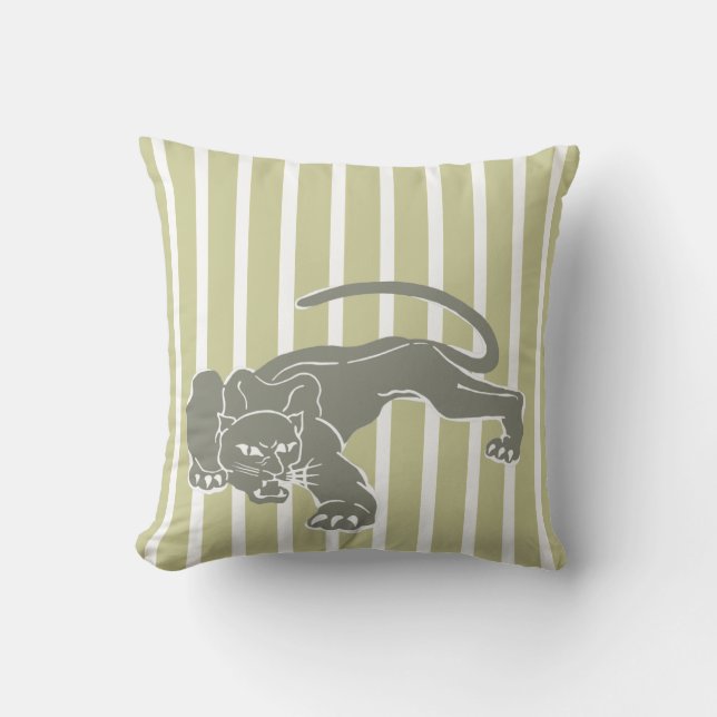 Serengeti Safari Stripe Pillow with Leopard (Front)