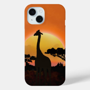 Serengeti Sunset Giraffe   Safari Wildlife iPhone 15 Case