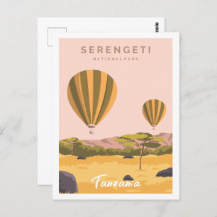 Serengeti Tanzania Travel Place Illustration Postcard