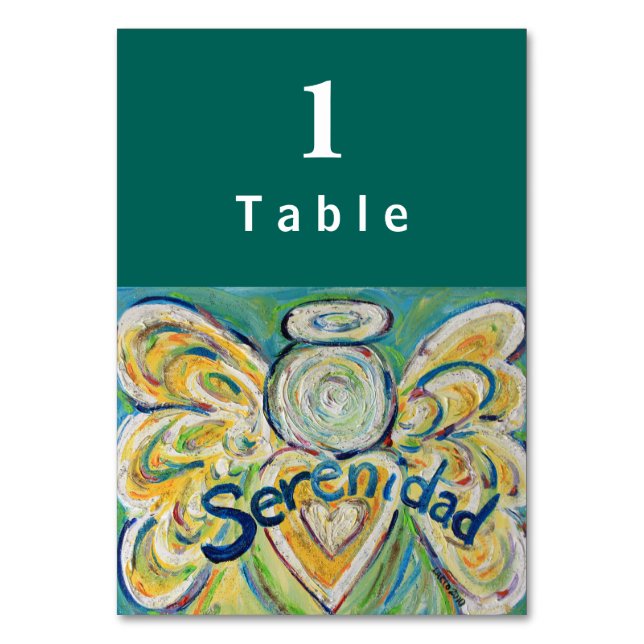 Sereniad Inspirational Angel Custom Table Cards (Front)