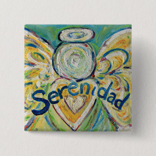Serenidad Angel Art Button Pin Pendant (Square)