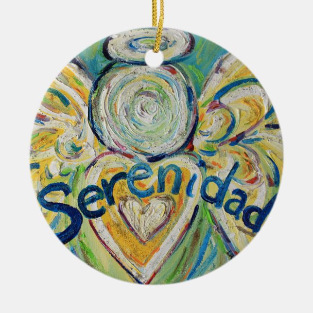Serenidad Angel Word Art Gift Holiday Ornament (Front)