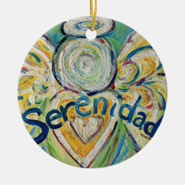 Serenidad Angel Word Art Gift Holiday Ornament (Front)
