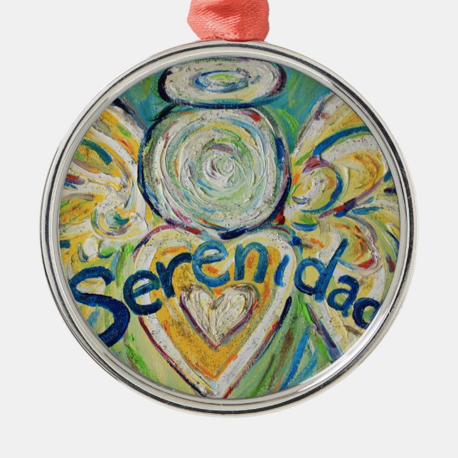 Serenidad Angel Word Art Gift Holiday Ornaments (Front)