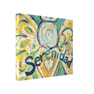 Serenidad Angel Word Art Painting Wrapped Canvas