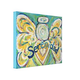 Serenidad Angel Word Art Painting Wrapped Canvas