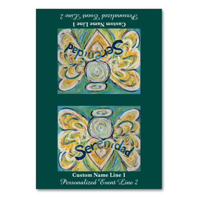 Serenidad Word Angel Custom Table Tents Number (Front)