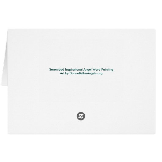 Serenidad Word Angel Inspirational Greeting Card (Back Horizontal)
