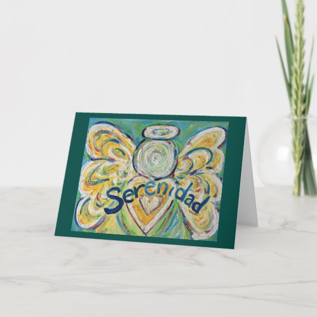 Serenidad Word Angel Inspirational Greeting Card (Front)