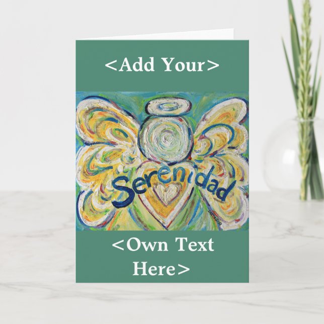 Serenidad Word Angel Inspirational Greeting Card (Front)