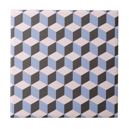 Serenity and Rose Quartz 3D Cube Pattern Tile