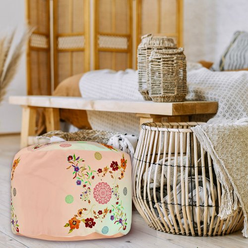 Serenity Blooms Watercolor Bliss Boho Pouf