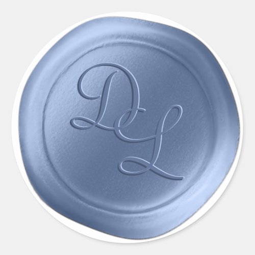 Serenity Blue 2 Letter Monogram Wax Seal Stickers