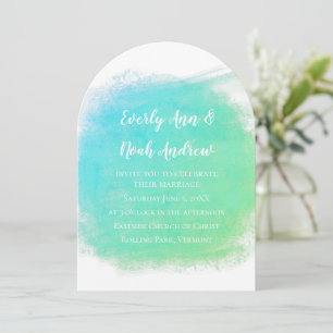 Serenity Blue and Green Watercolor Wedding Invitation