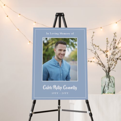 Serenity Blue Elegant In Loving Memory Photo Foam Board