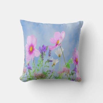 Serenity Blue Rose Quartz Flower Purple Pillow by Lighthouse_Route at Zazzle