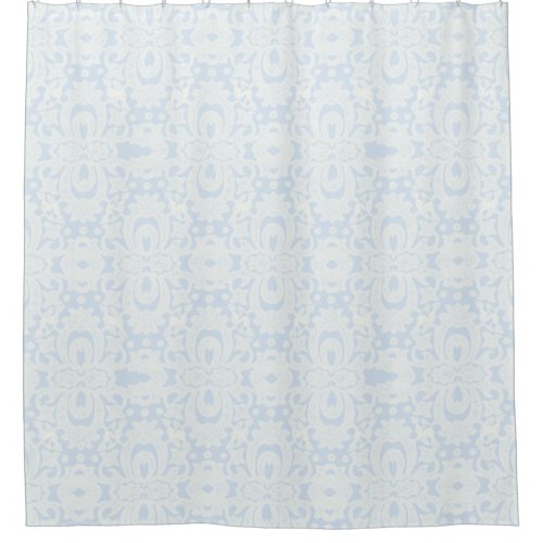 Serenity Blue Shabby Chic Floral Damask Pattern Shower Curtain