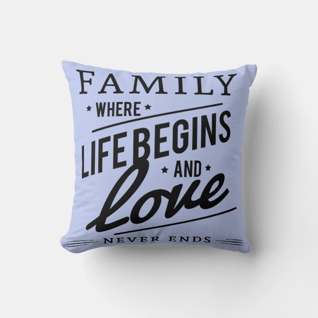 Serenity Blue  Throw pillow Family love (Front)