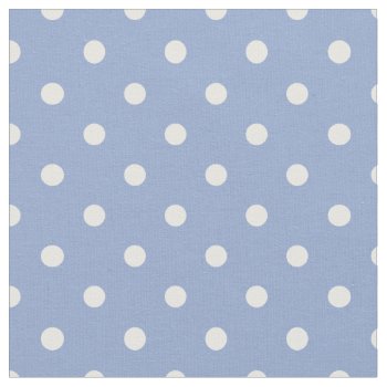 Serenity Blue & White Polka Dot Fabric by StripyStripes at Zazzle