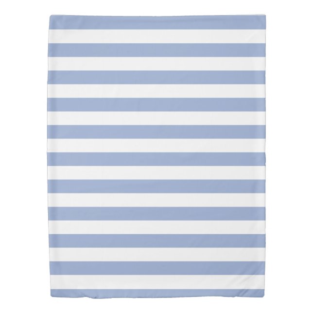 Serenity Blue & White Striped Duvet Cover (Front)