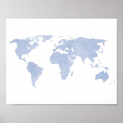 Serenity Blue World Map Poster