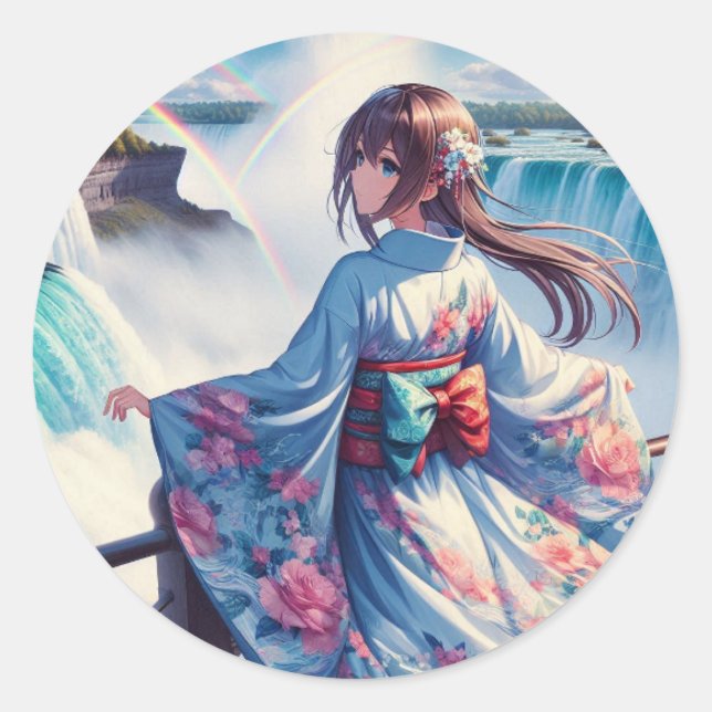 Serenity by the Falls Classic Round Sticker (Front)