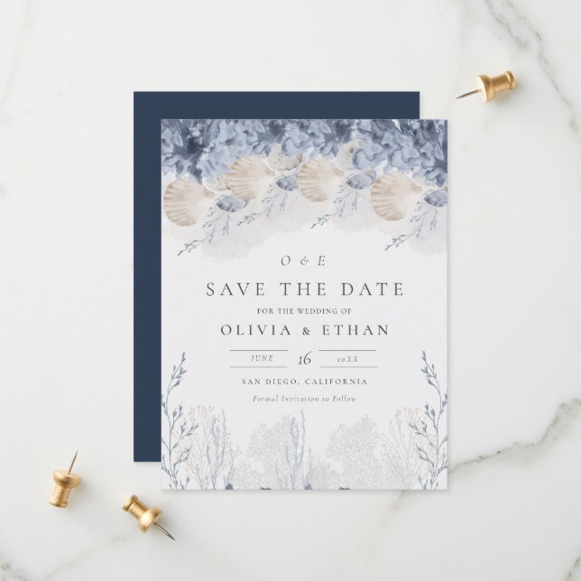 Serenity by the Sea Wedding Save the Date (Front/Back In Situ)