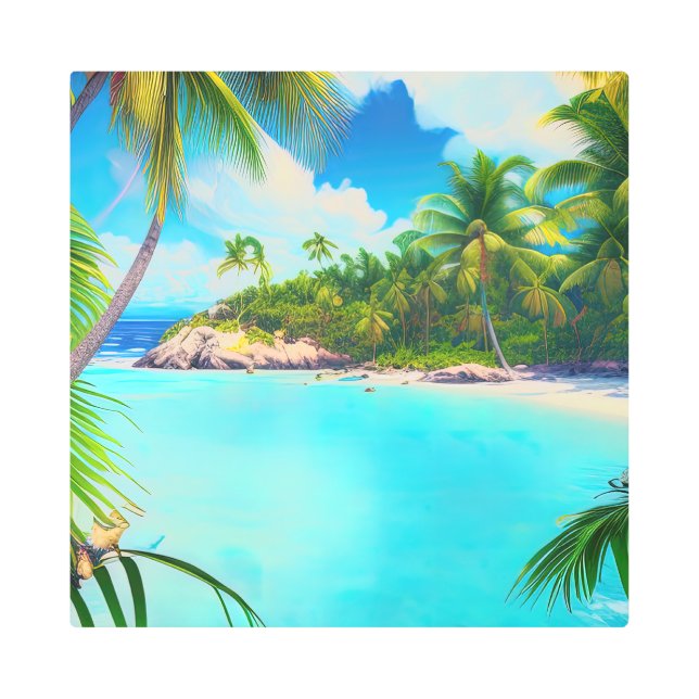 Serenity by the Shore, tropical beach Metal Print (Front)