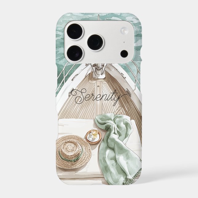 Serenity Calm Ocean Boat iPhone Case (Back)