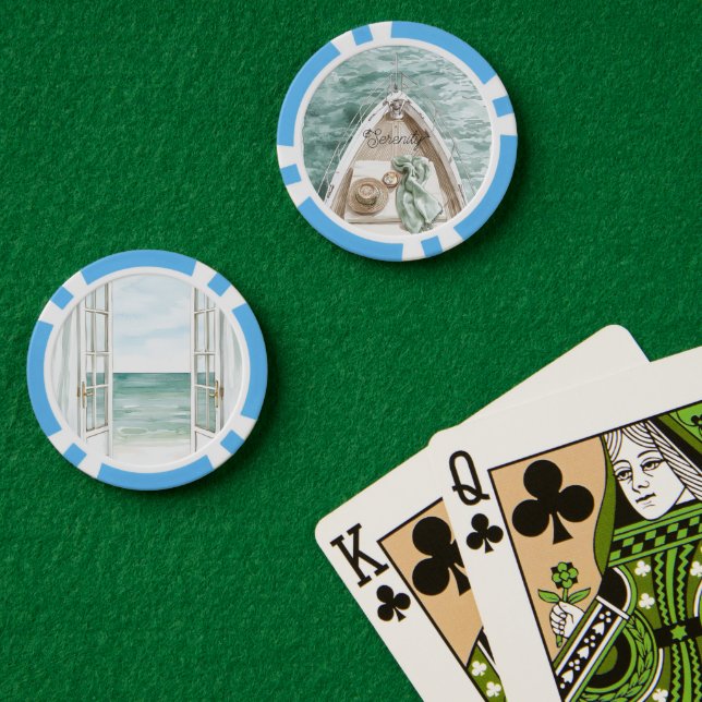 Serenity Calm Ocean Boat Poker Chips (Poker Table (Double))