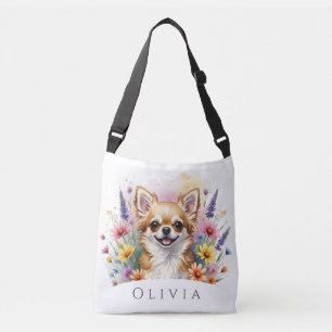 Serenity Chihuahua flowers Personalized Tote bag