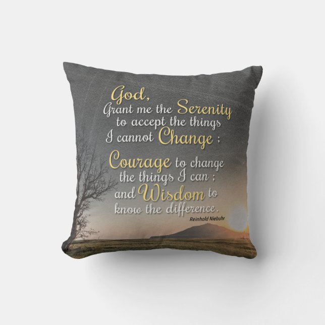 Serenity, Courage and Wisdom Throw Pillow (Front)