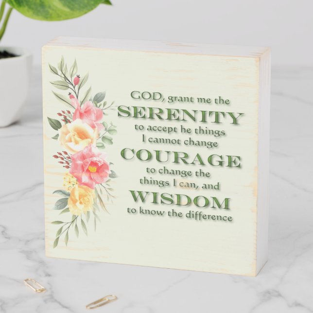 Serenity Courage Wisdom Wooden Box Sign (In Situ Horizontal)