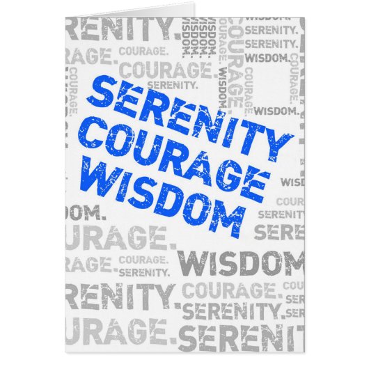 Serenity Courage Wisdom word collage Cards (Front)