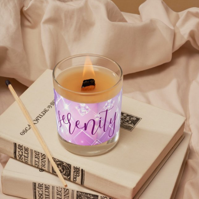 Serenity Custom Text, Lilac Diamonds Pattern  Scented Candle (Creator Uploaded)