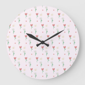 Serenity| Cute Pink Flower Pattern Wall Clock